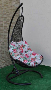 Кресло плетеное подвесное Ротанг Плюс Грация сталь, искусственный ротанг черный Фото 10