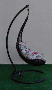Кресло плетеное подвесное Ротанг Плюс Грация сталь, искусственный ротанг черный Фото 11