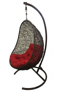 Кресло плетеное подвесное Ротанг Плюс Изи сталь, искусственный ротанг коричневый Фото 2
