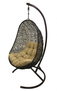 Кресло плетеное подвесное Ротанг Плюс Изи сталь, искусственный ротанг коричневый Фото 5