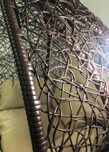 Кресло плетеное подвесное Ротанг Плюс Изи сталь, искусственный ротанг коричневый Фото 10