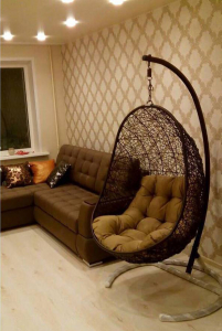 Кресло плетеное подвесное Ротанг Плюс Изи сталь, искусственный ротанг коричневый Фото 7