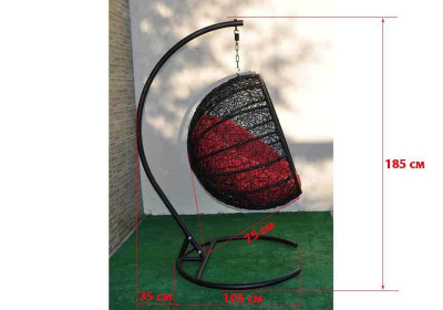 Кресло плетеное подвесное Ротанг Плюс Ола сталь, искусственный ротанг черный Фото 36