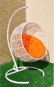 Кресло плетеное подвесное Ротанг Плюс Ола сталь, искусственный ротанг белый Фото 8