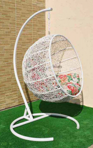 Кресло плетеное подвесное Ротанг Плюс Ола сталь, искусственный ротанг белый Фото 23