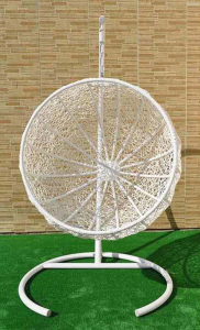 Кресло плетеное подвесное Ротанг Плюс Ола сталь, искусственный ротанг белый Фото 31