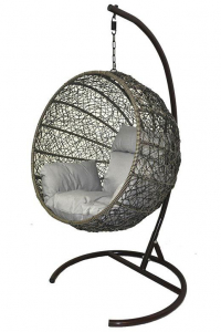 Кресло плетеное подвесное Ротанг Плюс Ола сталь, искусственный ротанг бежево-коричневый Фото 2