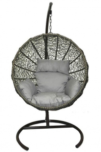 Кресло плетеное подвесное Ротанг Плюс Ола сталь, искусственный ротанг бежево-коричневый Фото 1