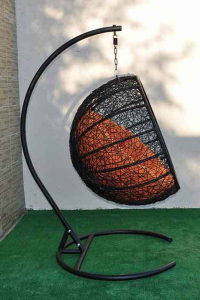 Кресло плетеное подвесное Ротанг Плюс Ола сталь, искусственный ротанг черный Фото 30