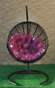 Кресло плетеное подвесное Ротанг Плюс Ола сталь, искусственный ротанг черный Фото 3