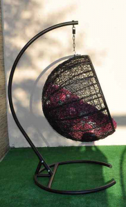 Кресло плетеное подвесное Ротанг Плюс Ола сталь, искусственный ротанг черный Фото 21