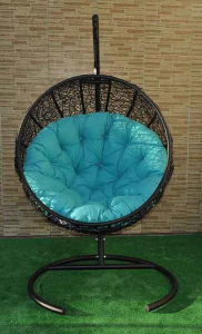 Кресло плетеное подвесное Ротанг Плюс Ола сталь, искусственный ротанг черный Фото 7