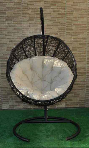 Кресло плетеное подвесное Ротанг Плюс Ола сталь, искусственный ротанг черный Фото 11