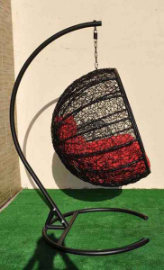Кресло плетеное подвесное Ротанг Плюс Ола сталь, искусственный ротанг черный Фото 15
