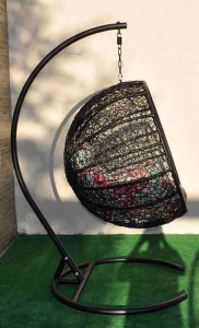 Кресло плетеное подвесное Ротанг Плюс Ола сталь, искусственный ротанг черный Фото 27