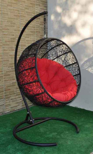 Кресло плетеное подвесное Ротанг Плюс Ола сталь, искусственный ротанг черный Фото 17