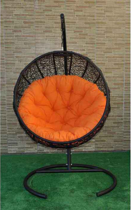 Кресло плетеное подвесное Ротанг Плюс Ола сталь, искусственный ротанг черный Фото 28