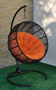 Кресло плетеное подвесное Ротанг Плюс Ола сталь, искусственный ротанг черный Фото 29