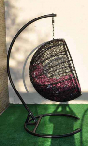 Кресло плетеное подвесное Ротанг Плюс Ола сталь, искусственный ротанг черный Фото 26