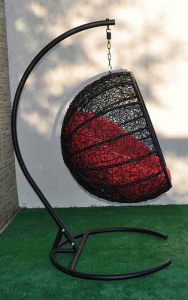 Кресло плетеное подвесное Ротанг Плюс Ола сталь, искусственный ротанг черный Фото 18