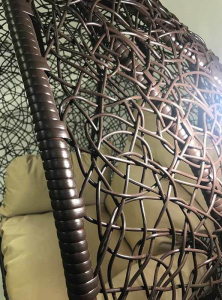 Кресло плетеное подвесное Ротанг Плюс Ола сталь, искусственный ротанг коричневый Фото 6