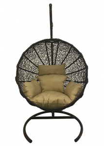 Кресло плетеное подвесное Ротанг Плюс Ола сталь, искусственный ротанг коричневый Фото 1