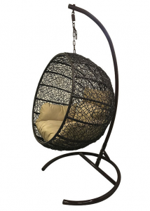 Кресло плетеное подвесное Ротанг Плюс Ола сталь, искусственный ротанг коричневый Фото 4