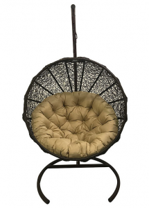 Кресло плетеное подвесное Ротанг Плюс Ола сталь, искусственный ротанг коричневый Фото 2