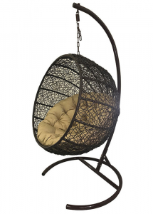 Кресло плетеное подвесное Ротанг Плюс Ола сталь, искусственный ротанг коричневый Фото 3