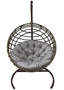 Кресло плетеное подвесное Ротанг Плюс Мачете сталь, искусственный ротанг бежево-коричневый Фото 3
