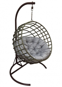 Кресло плетеное подвесное Ротанг Плюс Мачете сталь, искусственный ротанг бежево-коричневый Фото 4