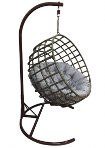 Кресло плетеное подвесное Ротанг Плюс Мачете сталь, искусственный ротанг бежево-коричневый Фото 5