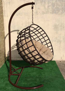 Кресло плетеное подвесное Ротанг Плюс Мачете сталь, искусственный ротанг коричневый Фото 4
