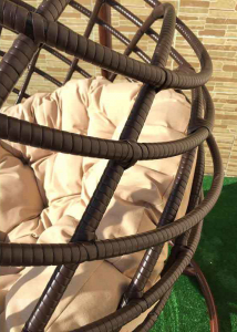 Кресло плетеное подвесное Ротанг Плюс Мачете сталь, искусственный ротанг коричневый Фото 5