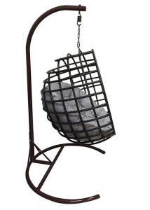 Кресло плетеное подвесное Ротанг Плюс Мачете сталь, искусственный ротанг черный Фото 7