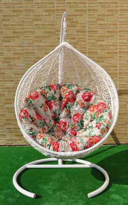 Кресло плетеное подвесное Ротанг Плюс Арриба сталь, искусственный ротанг белый Фото 1