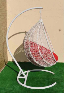 Кресло плетеное подвесное Ротанг Плюс Арриба сталь, искусственный ротанг белый Фото 15