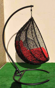 Кресло плетеное подвесное Ротанг Плюс Арриба сталь, искусственный ротанг черный Фото 2