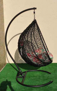 Кресло плетеное подвесное Ротанг Плюс Арриба сталь, искусственный ротанг черный Фото 6