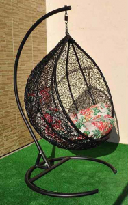 Кресло плетеное подвесное Ротанг Плюс Арриба сталь, искусственный ротанг черный Фото 5