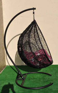Кресло плетеное подвесное Ротанг Плюс Арриба сталь, искусственный ротанг черный Фото 8