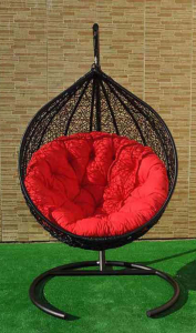 Кресло плетеное подвесное Ротанг Плюс Арриба сталь, искусственный ротанг черный Фото 11