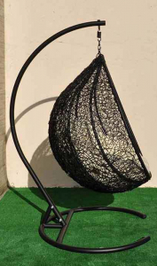Кресло плетеное подвесное Ротанг Плюс Арриба сталь, искусственный ротанг черный Фото 15