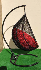 Кресло плетеное подвесное Ротанг Плюс Арриба сталь, искусственный ротанг черный Фото 12