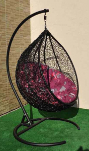 Кресло плетеное подвесное Ротанг Плюс Арриба сталь, искусственный ротанг черный Фото 17