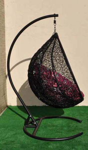 Кресло плетеное подвесное Ротанг Плюс Арриба сталь, искусственный ротанг черный Фото 18