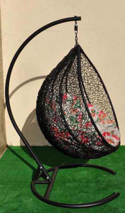 Кресло плетеное подвесное Ротанг Плюс Арриба сталь, искусственный ротанг черный Фото 21