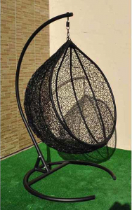 Кресло плетеное подвесное Ротанг Плюс Арриба сталь, искусственный ротанг черный Фото 26