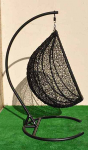 Кресло плетеное подвесное Ротанг Плюс Арриба сталь, искусственный ротанг черный Фото 31