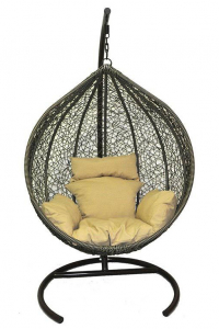 Кресло плетеное подвесное Ротанг Плюс Арриба сталь, искусственный ротанг бежево-коричневый Фото 1
